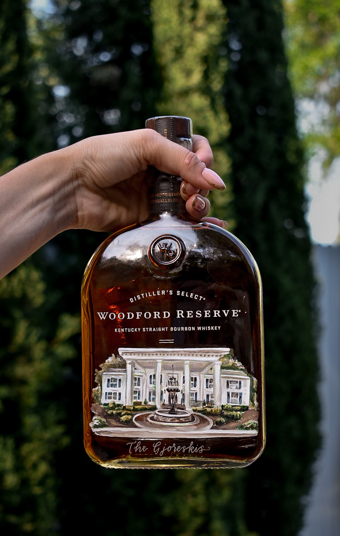 Hand Painted Whiskey Bottle