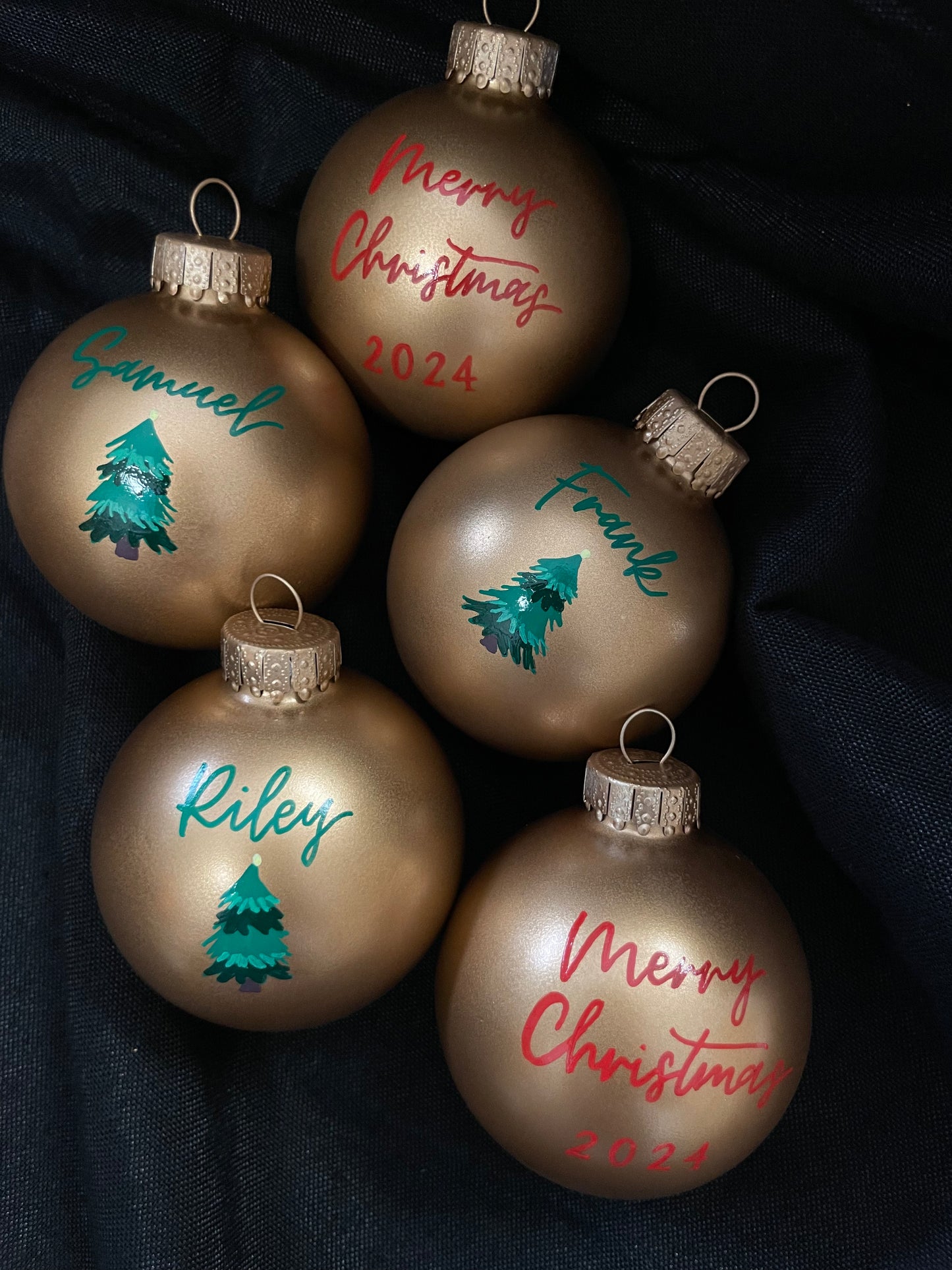 Hand-Lettered Glass Ball Ornaments