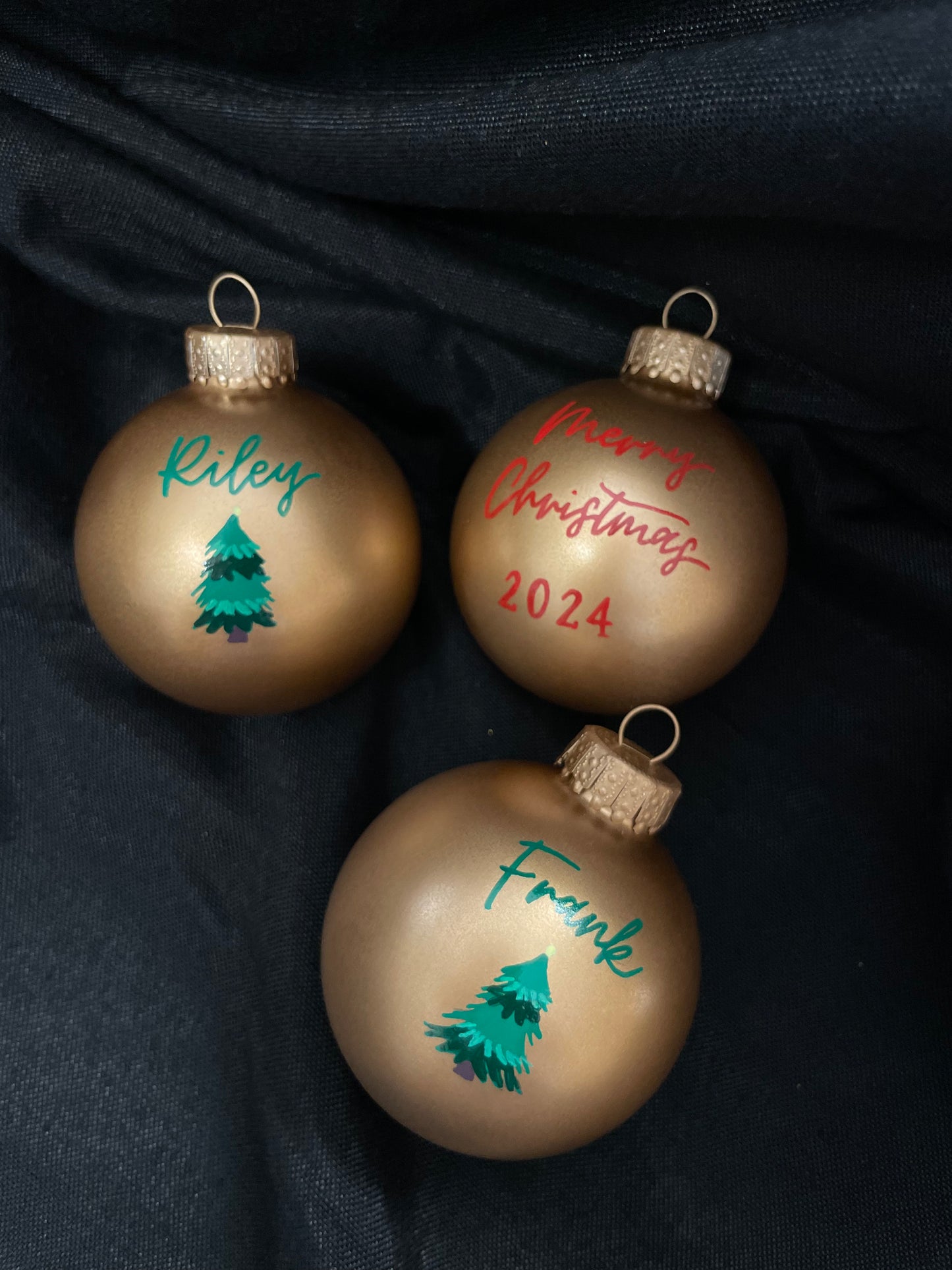 Hand-Lettered Glass Ball Ornaments